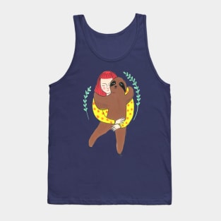 Girl and her sloth friend Tank Top